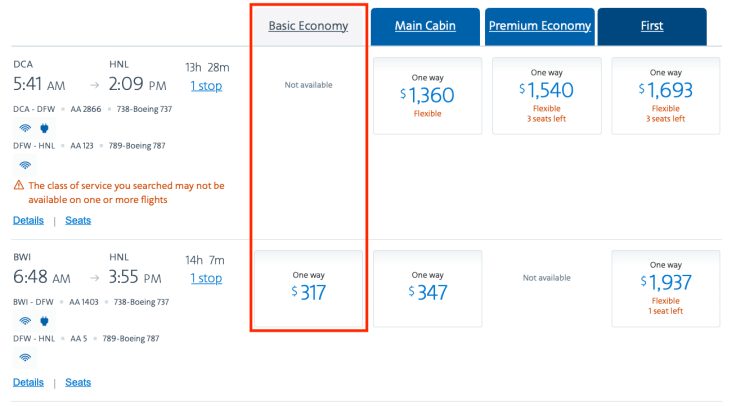 What is Basic Economy AA Booking Page