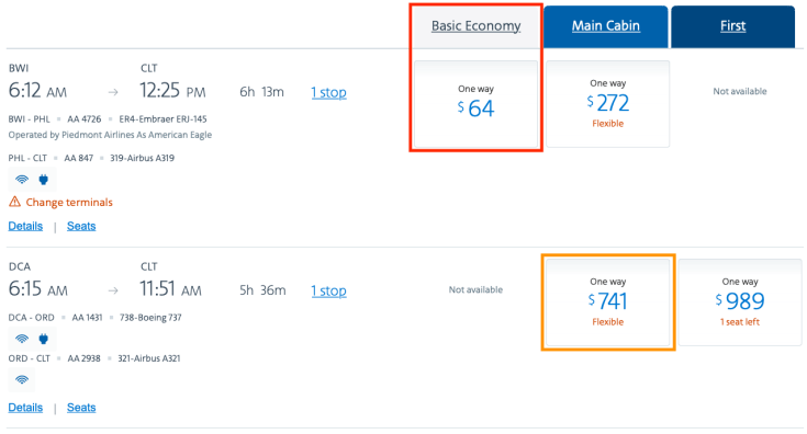 What is Basic Economy AA Expensive Price Comparison