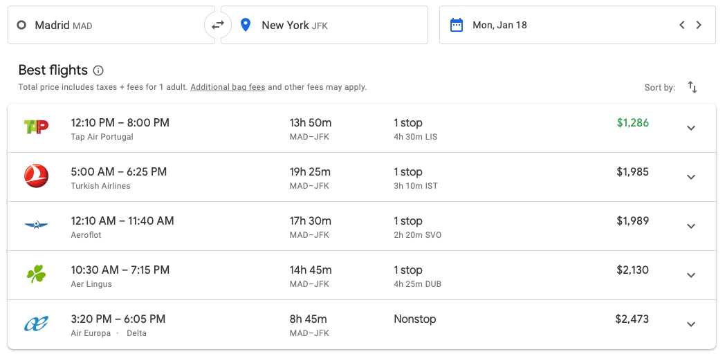 2019 AA Business Class 767 00 google flights comparison